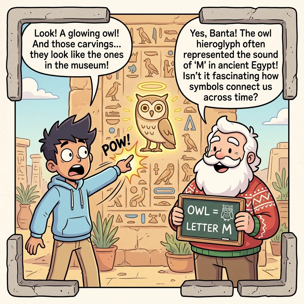 Teacher Santa pulling a golden lever on a time-travel desk warping the classroom toward the Great Sphinx of Giza